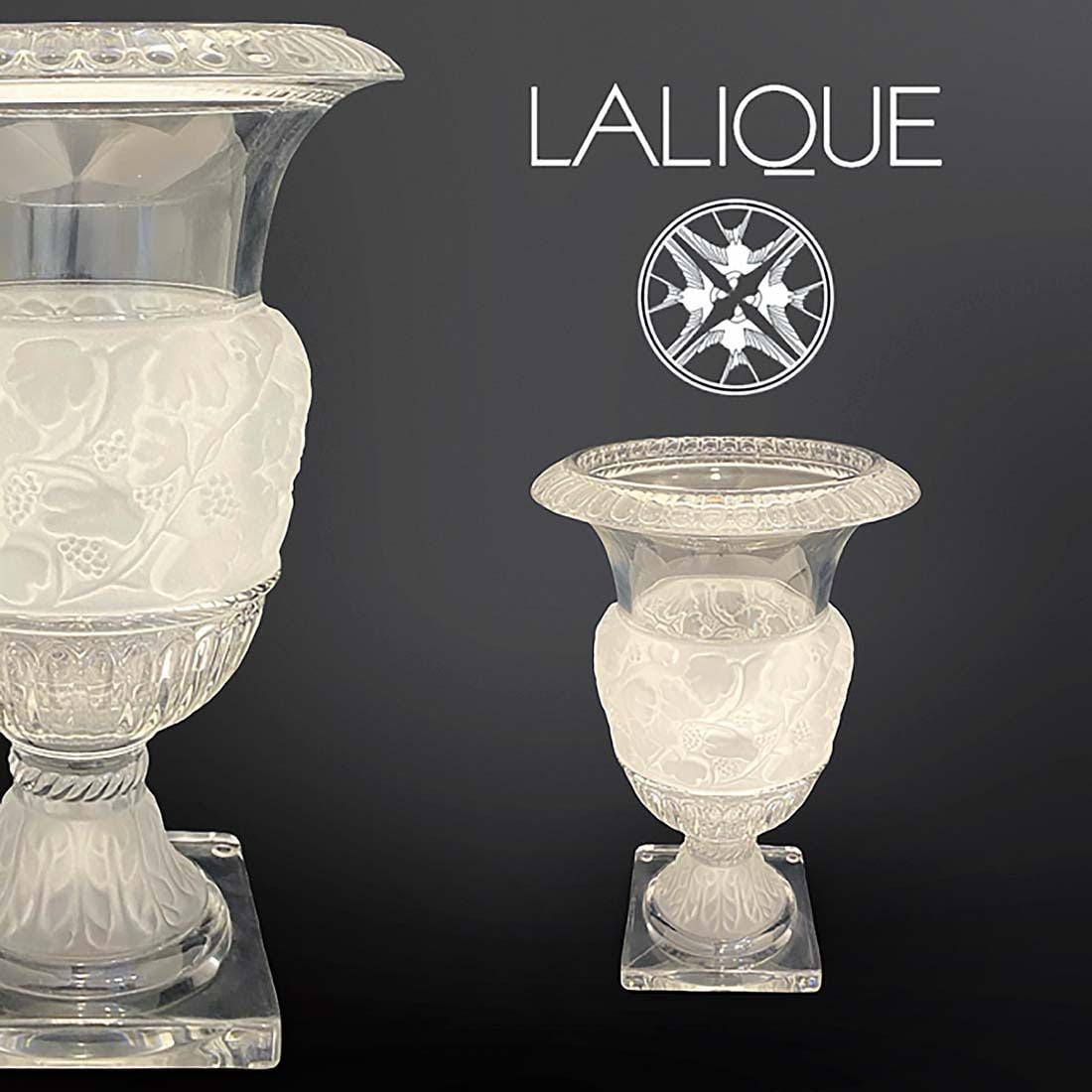 A French Lalique Frosted Crystal Versailles Vase, Signed (1 of 5)