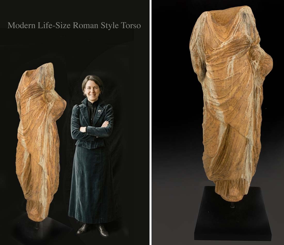 A Modern Life Size Roman Style Torso Sculpture (1 of 3)
