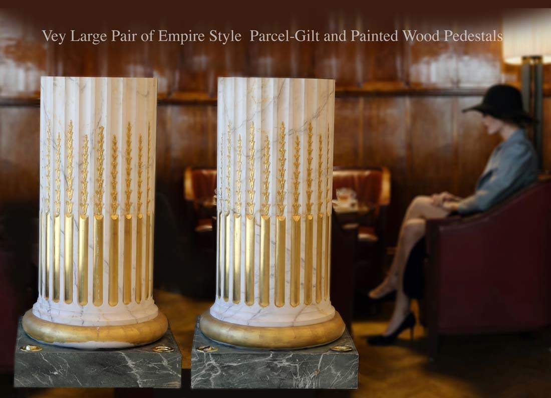 Very Large Pair of Empire Style Parcel Gilt Painted Wood Pedestals (1 of 3)