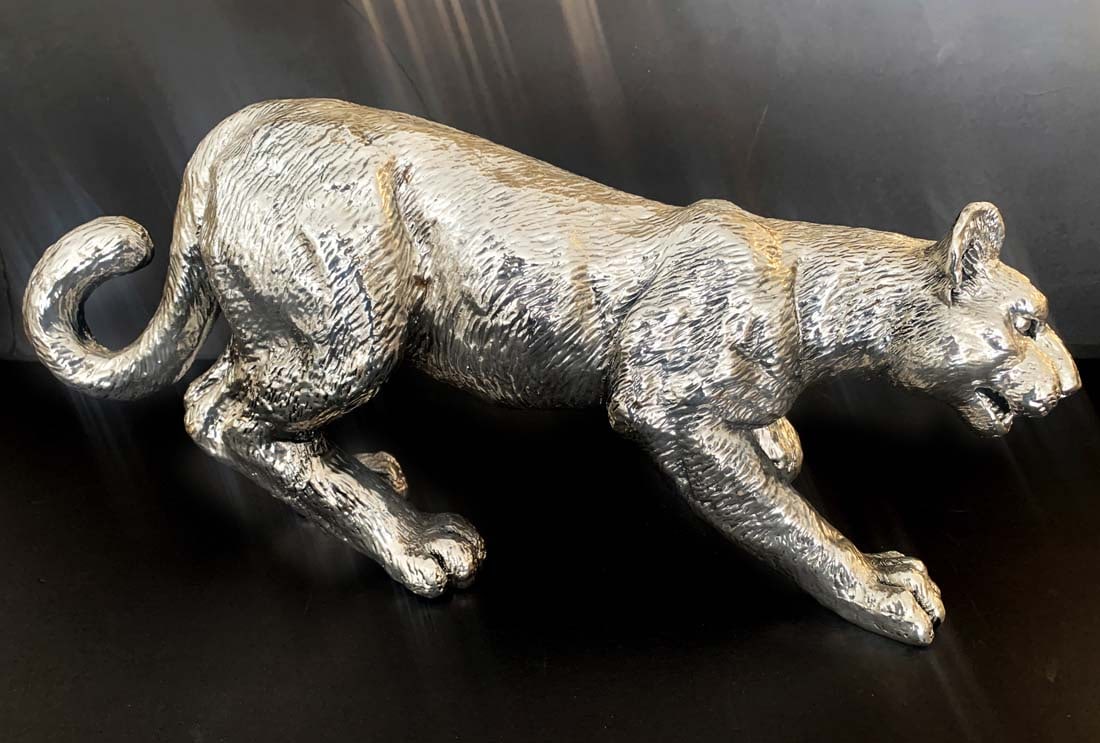 A Large Heavy Solid Silver-Plated Panther Sculpture - 2