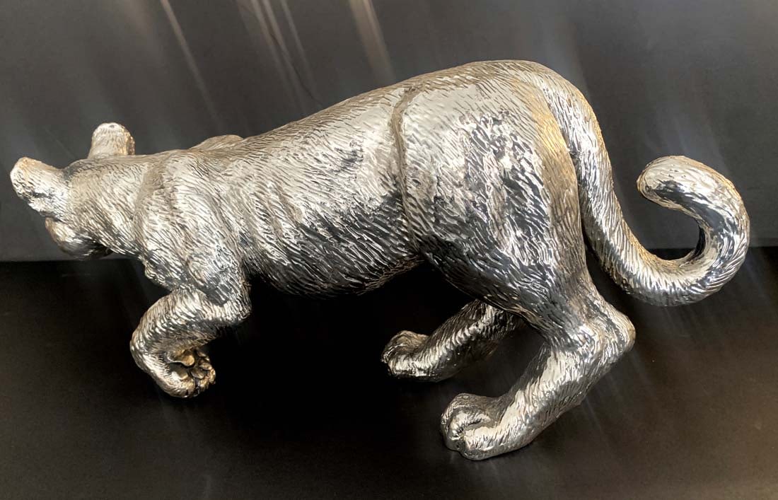 A Large Heavy Solid Silver-Plated Panther Sculpture - 3