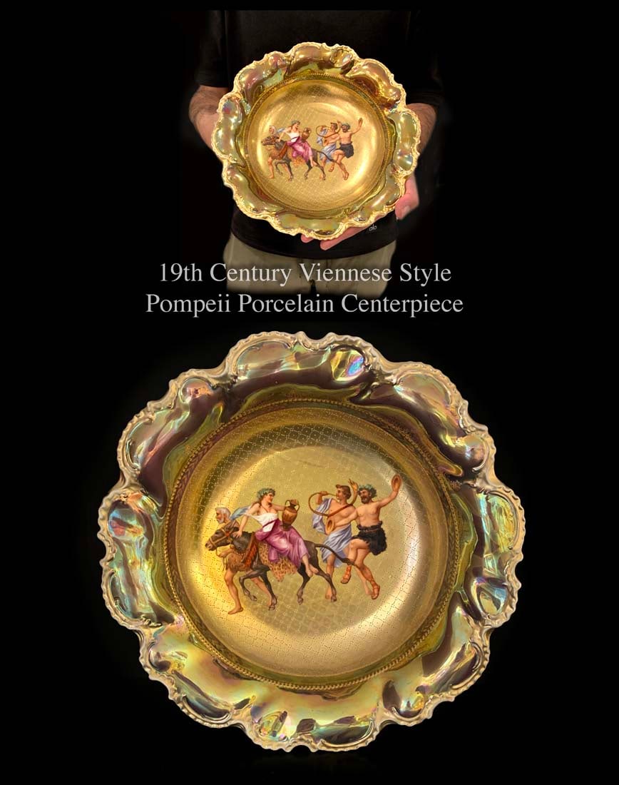 19th Century Viennese Style Pompeii Iridescent Glazed Porcelain Centerpiece (1 of 5)