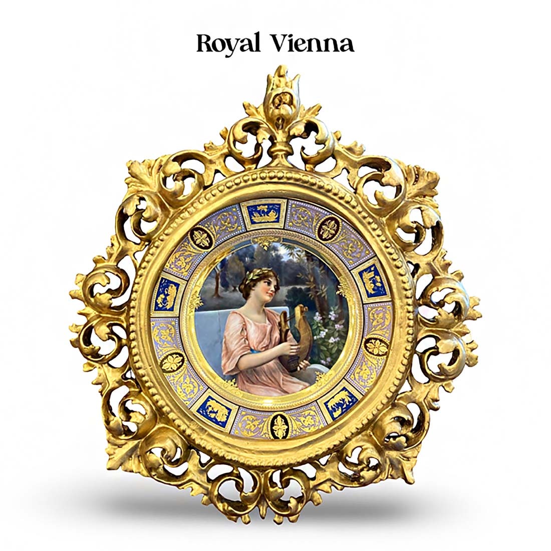 19th C. Royal Vienna Rococo Style Framed Hand Painted Plate, Signed (1 of 4)