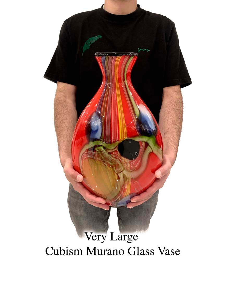 A Very Large Italian Murano Multicolor Art Glass Vase: A Very Large Italian Murano Multicolor Art Glass Vase. H 18"