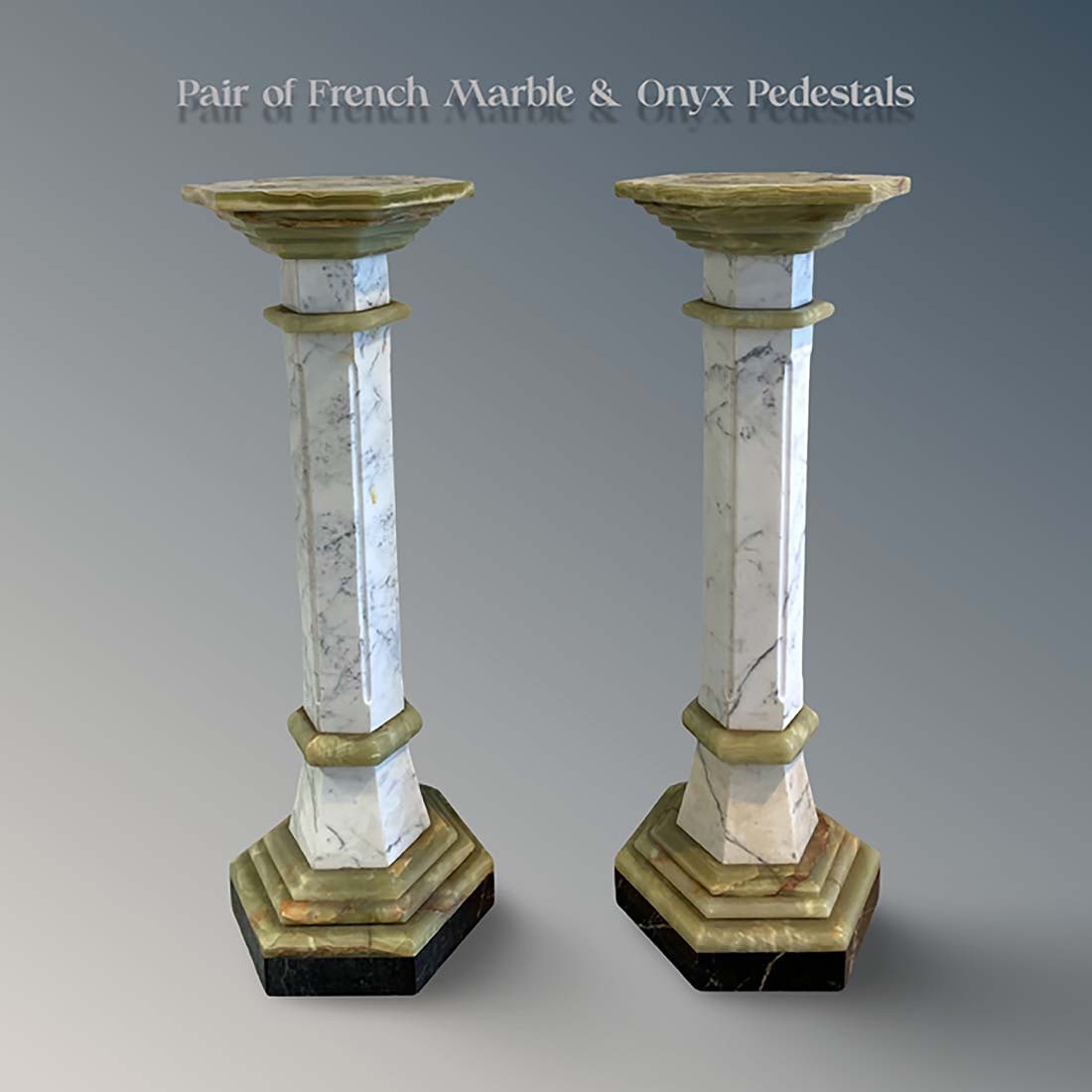 A Pair of French Marble & Onyx Pedestals (1 of 5)