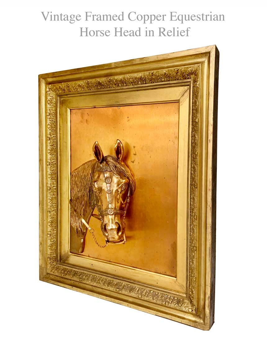 A Vintage Framed Copper Equestrian Horse Head in Relief (1 of 4)