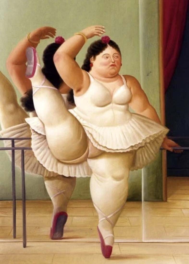 Dancer at The Bar, After Fernando Botero Painting on Printed Art Canvas: Dancer at The Bar, After Fernando Botero Painting on Printed Art Canvas, Signed by artist. A New Reproduction & NO FRAME Wall Art for Home Decor. 24" x 36"