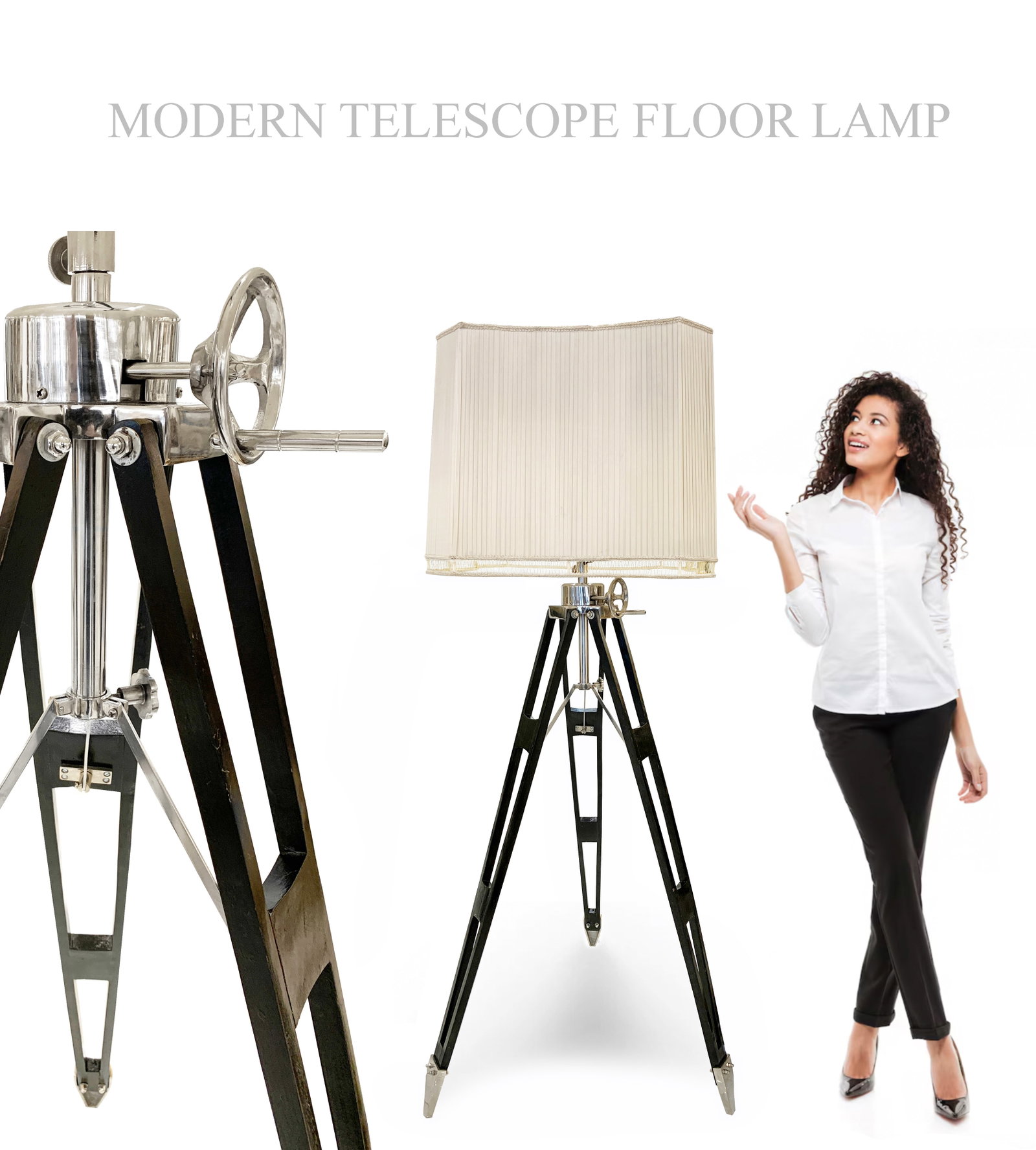 A MODERN TELESCOPE FLOOR SHADE LAMP (1 of 3)