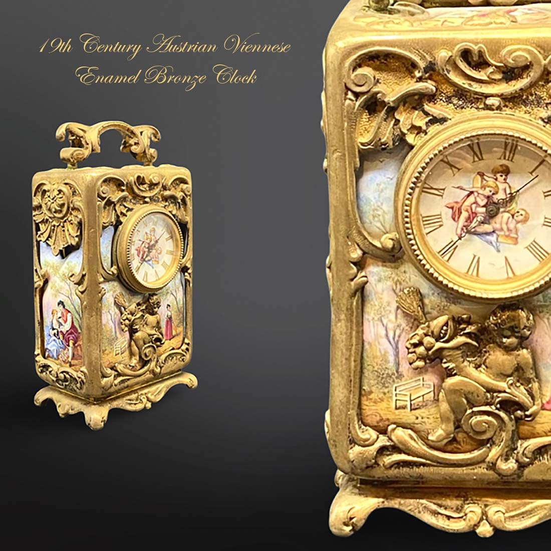 19th Century Austrian Viennese Enamel Bronze Clock (1 of 8)