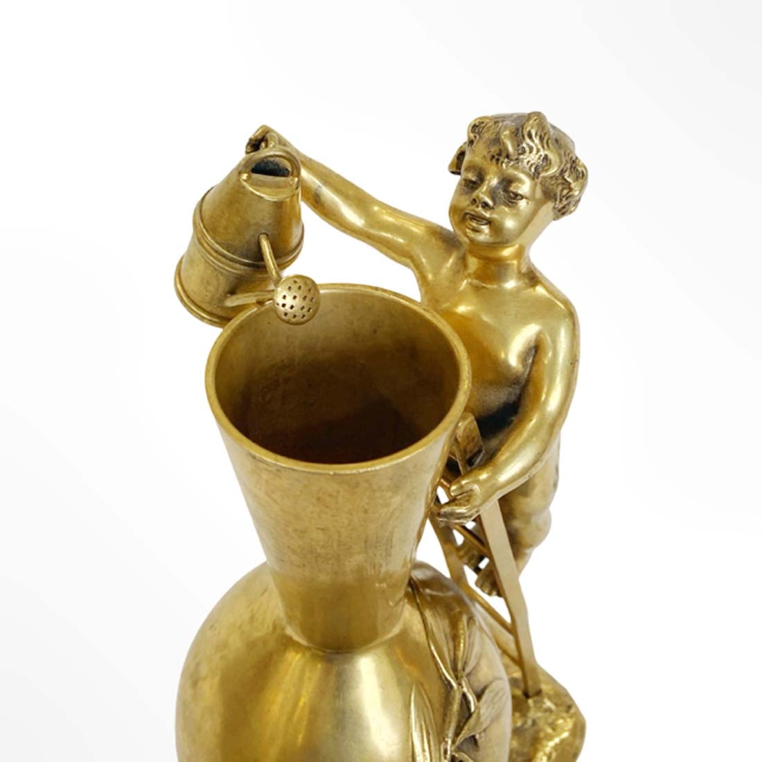 19th C. Bronze Figural Vase, Signed - 3