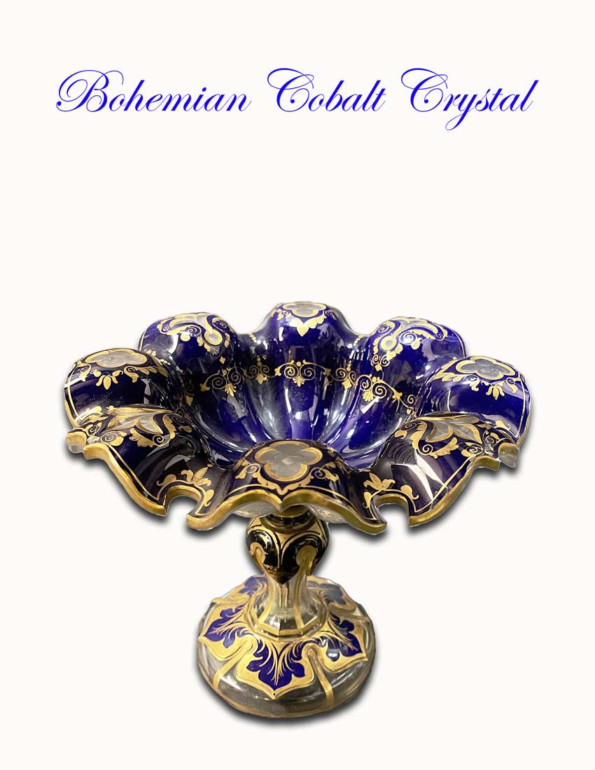 19th C. Bohemian Cobalt Crystal Centerpiece (1 of 8)