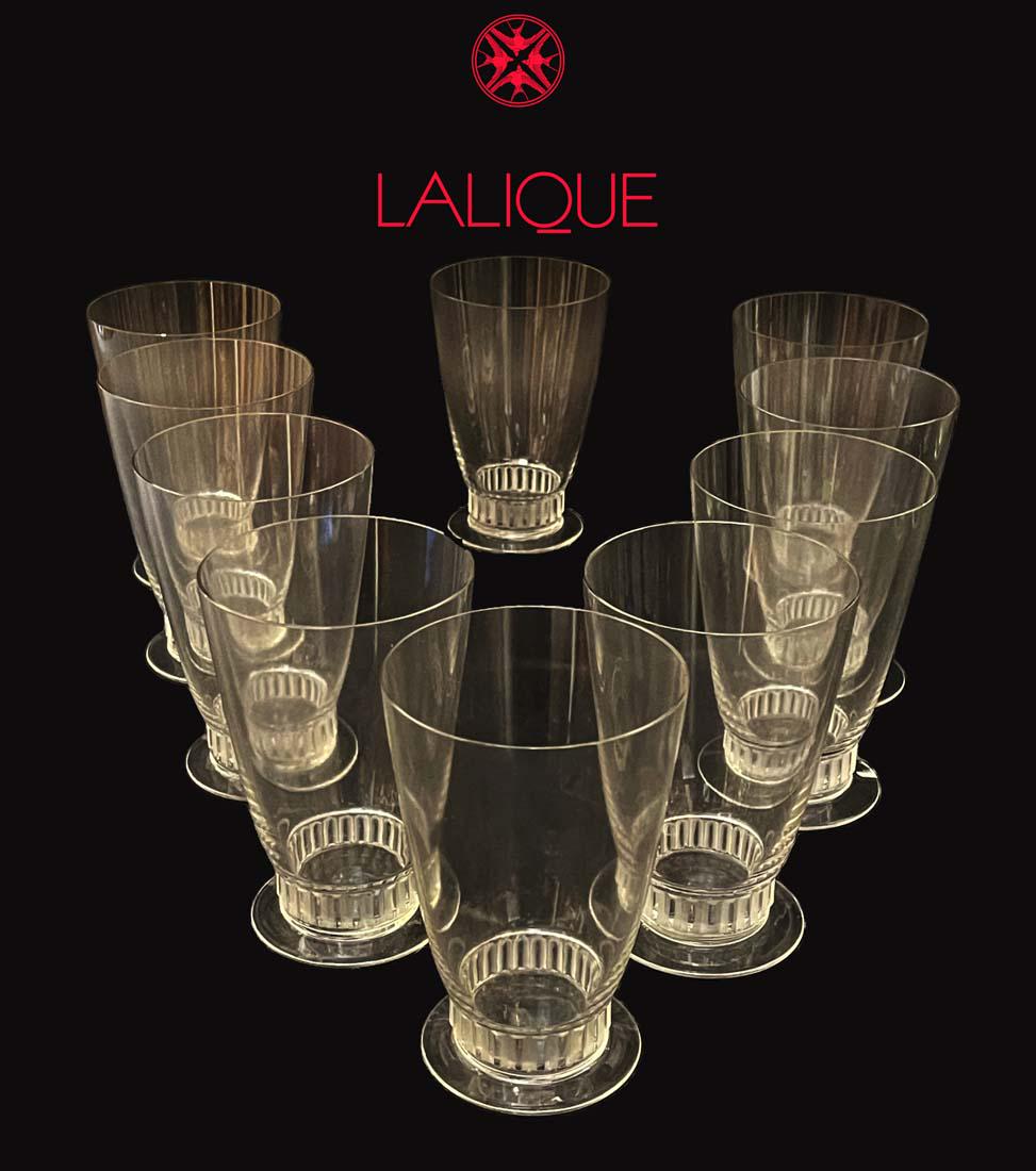 A SET OF 10 PIECES LALIQUE CRYSTAL GLASSES, Signed (1 of 5)