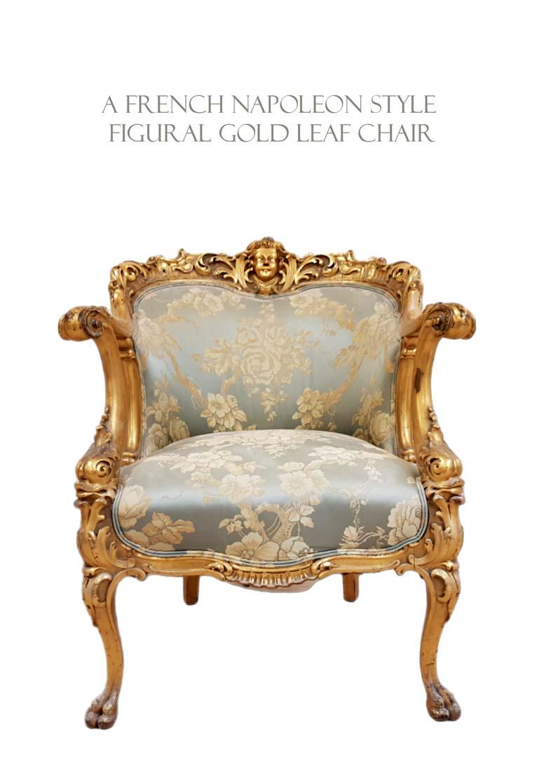 A French Napoleon Style Figural Gold Leaf Chair (1 of 6)