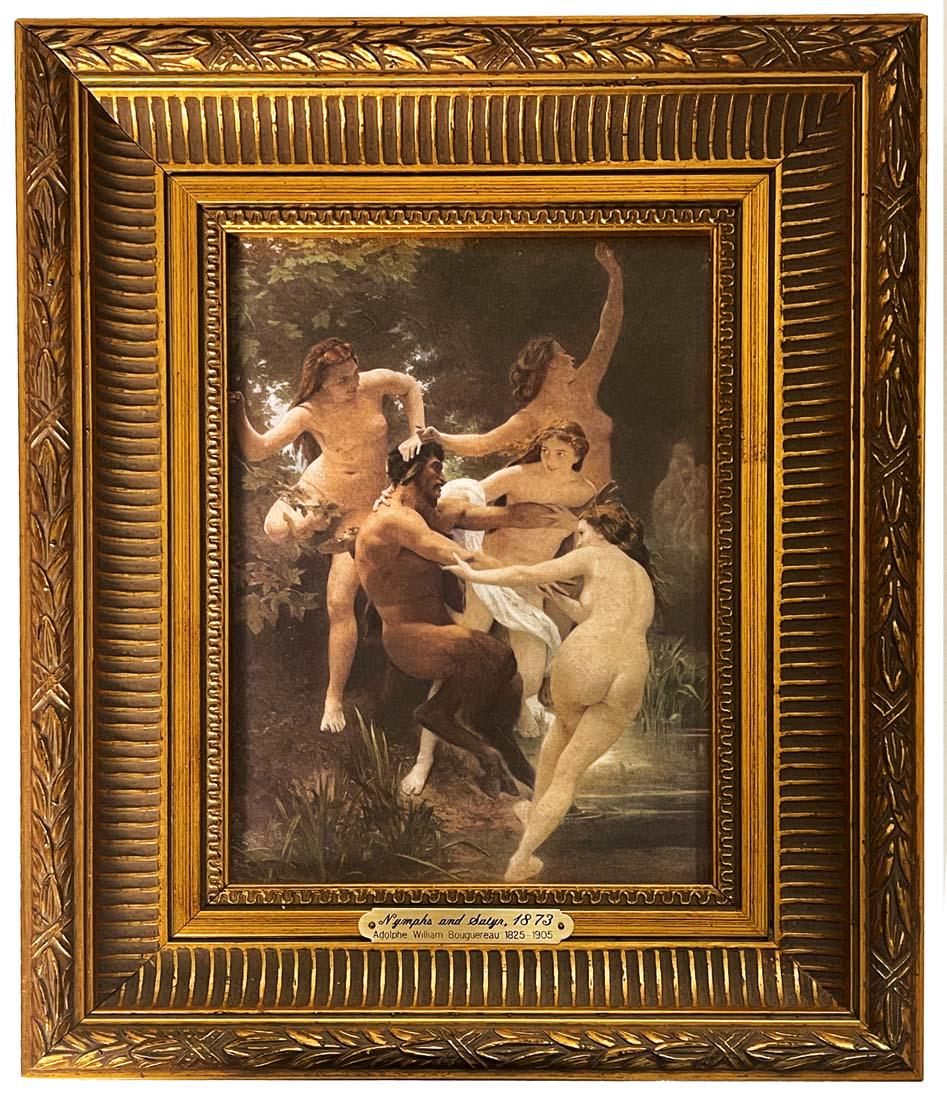 Nymphs & Satyr 1873, A Post Adolphe William Bouguereau Painting Framed Canvas Print (1 of 5)