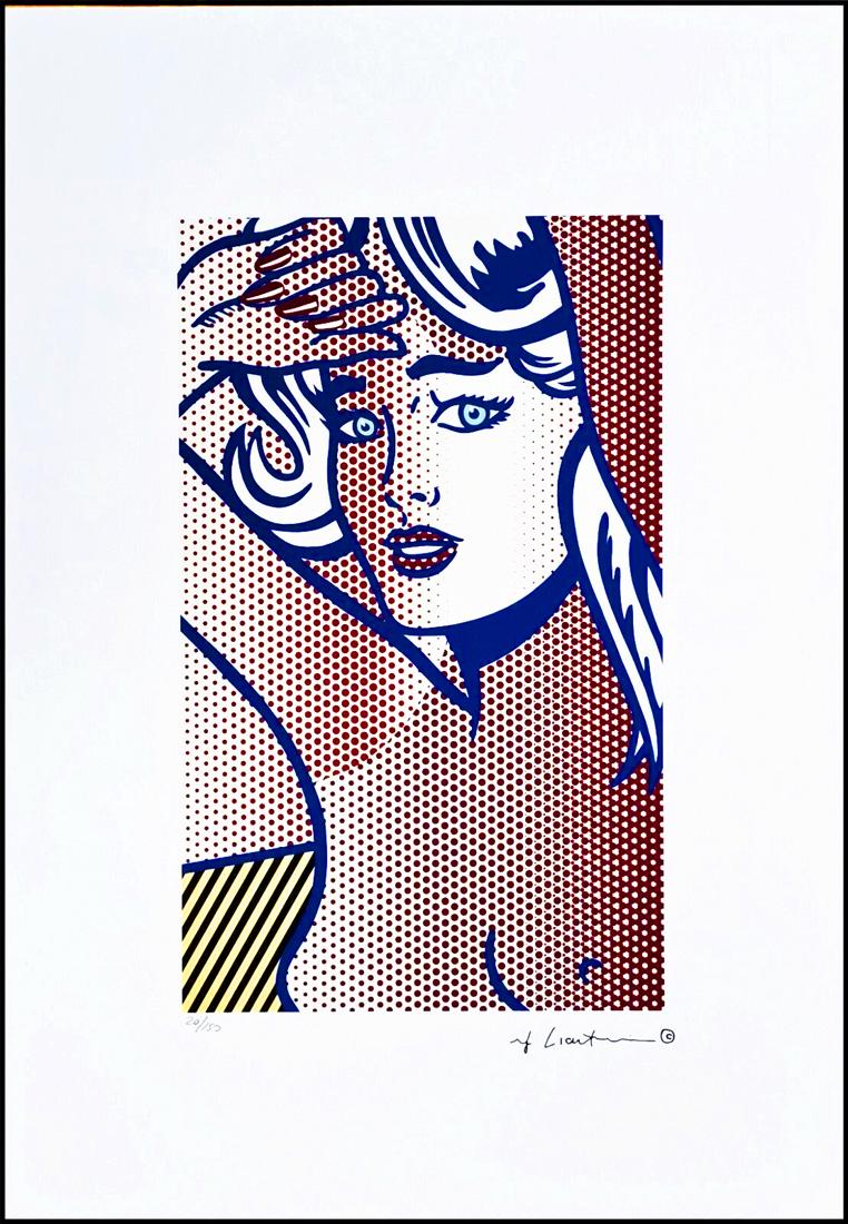 ROY LICHTENSTEIN's Nude With Blue Hair, A Limited Edition Lithography Print: Nude With Blue Hair, A Roy Lichtenstein Signed Limited Edition Original Lithograph print. numbered #20/150. Dry Stamp of the Publisher STYRIA STUDIO, Stamp Castelli Graphics New York on back. Overall
