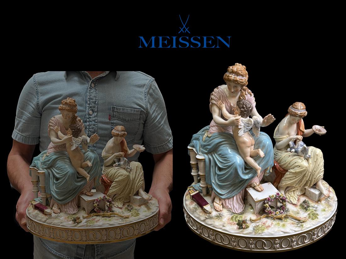 A Fine Large 19th Century Meissen Figurine Group, Hallmarked (1 of 14)
