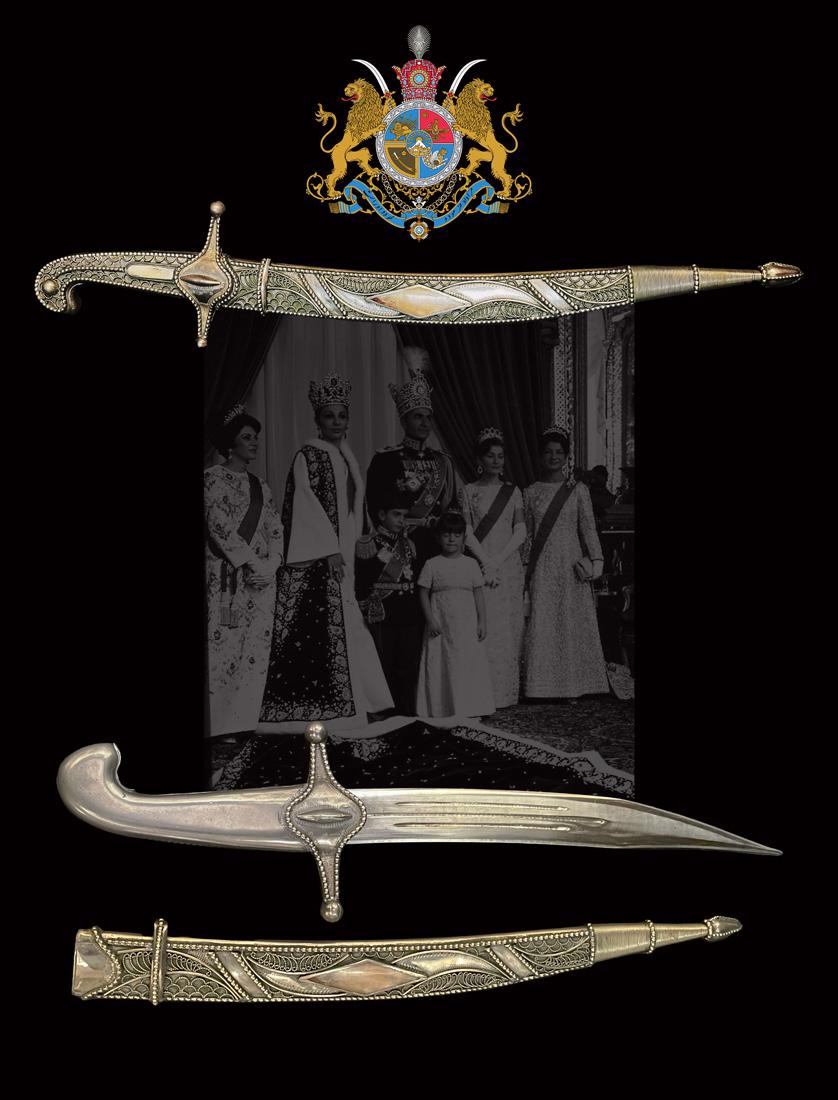 A Persian Pahlavi Imperial Court Of Iran Signed Sheathed Sword: A Persian Pahlavi Imperial court of Iran (Darbar) Signed Sheathed Sword, 1976 (2535 Iranian imperial calendar). Total size: L 20"