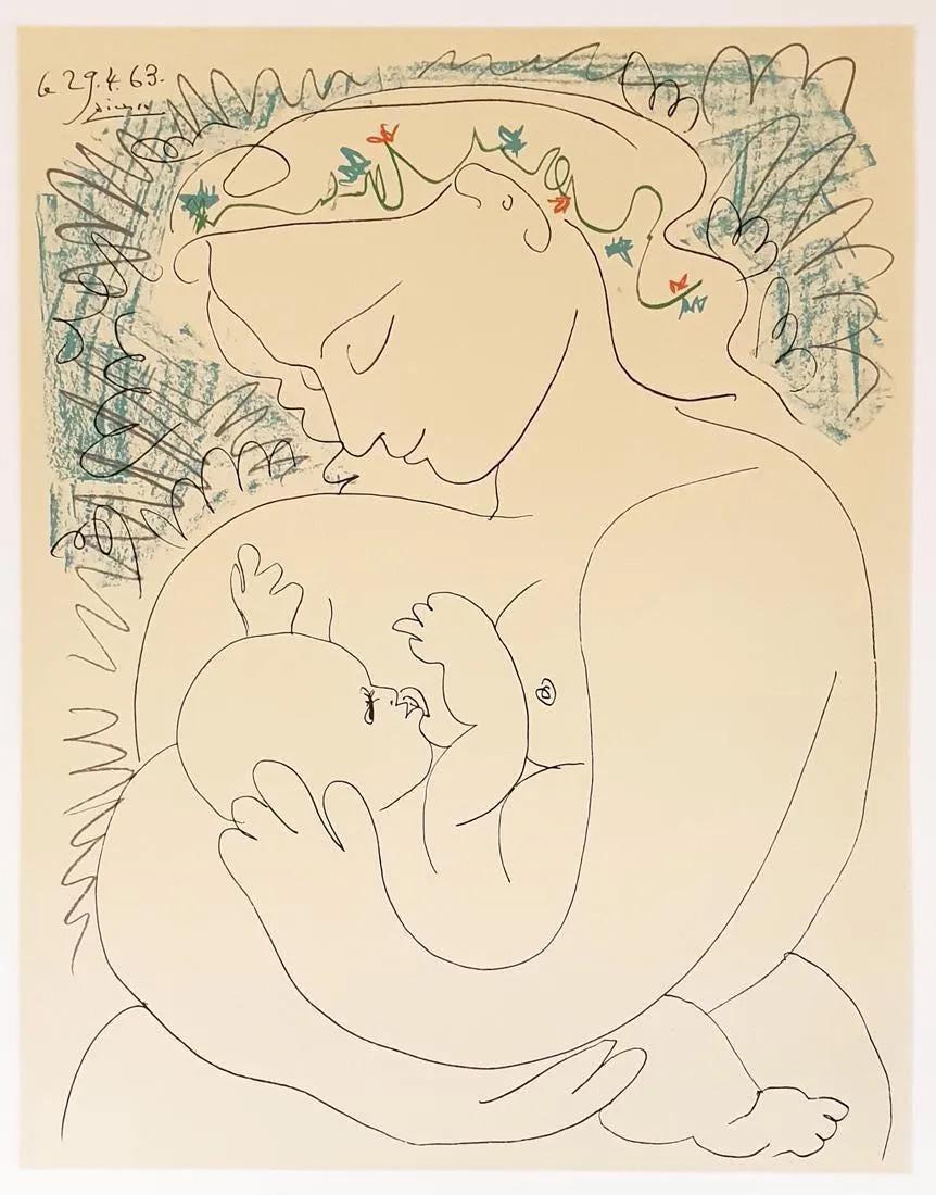 PABLO PICASSO'S MATERNITE 1963, ORIGINAL LITHOGRAPH PRINT, COA (1 of 4)