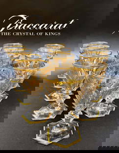 A Set Of Twelve Fine French Baccarat Crystal Empire Glasses, Hallmarked: A Set Of Twelve Fine French Baccarat Crystal Empire Glasses, Hallmarked. 4" D x 6.5" H