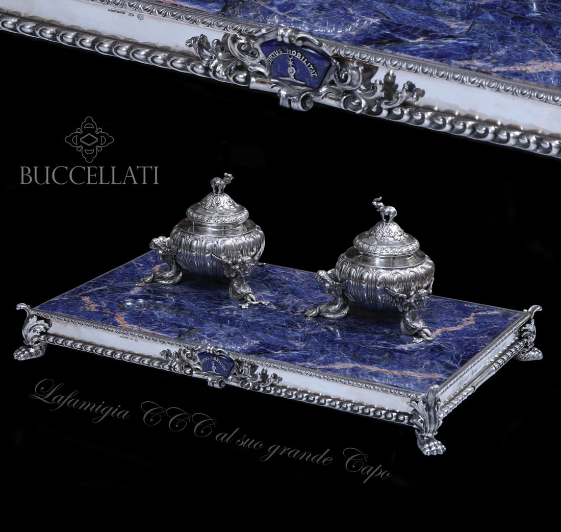 A Museum Quality Mario Buccellati Silver 800 Lapis Lazuli Commemorative Inkwell, Hallmarked (1 of 9)