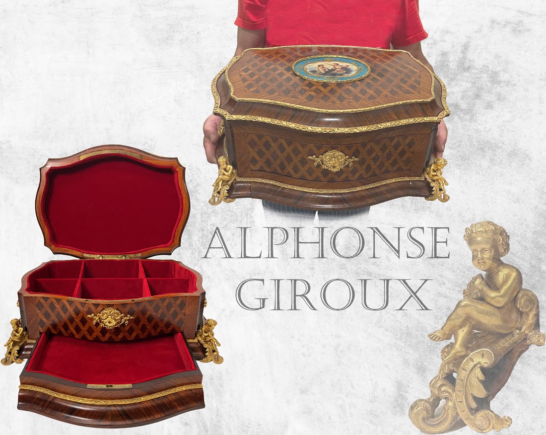 19th Century Figural Gilt Bronze Jewelry Box, Signed by Alphonse Giroux (1 of 8)