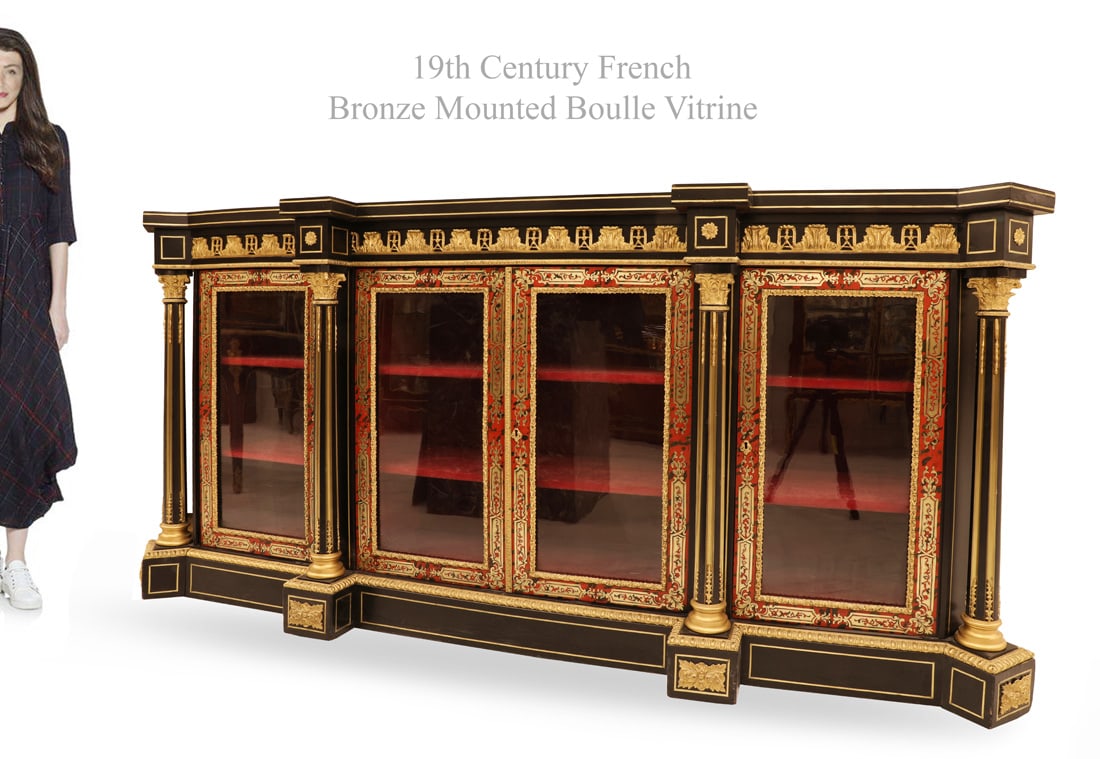19th C. French Boulle Bronze Mounted Vitrine (1 of 1)