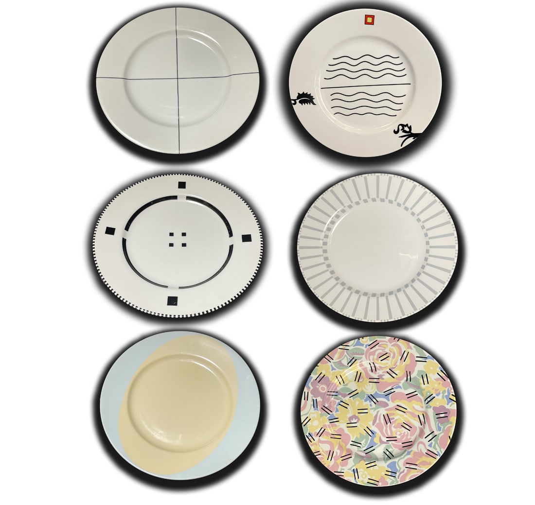 A Set of Six Swid Powell Ceramic Plates, Hallmarked (1 of 16)