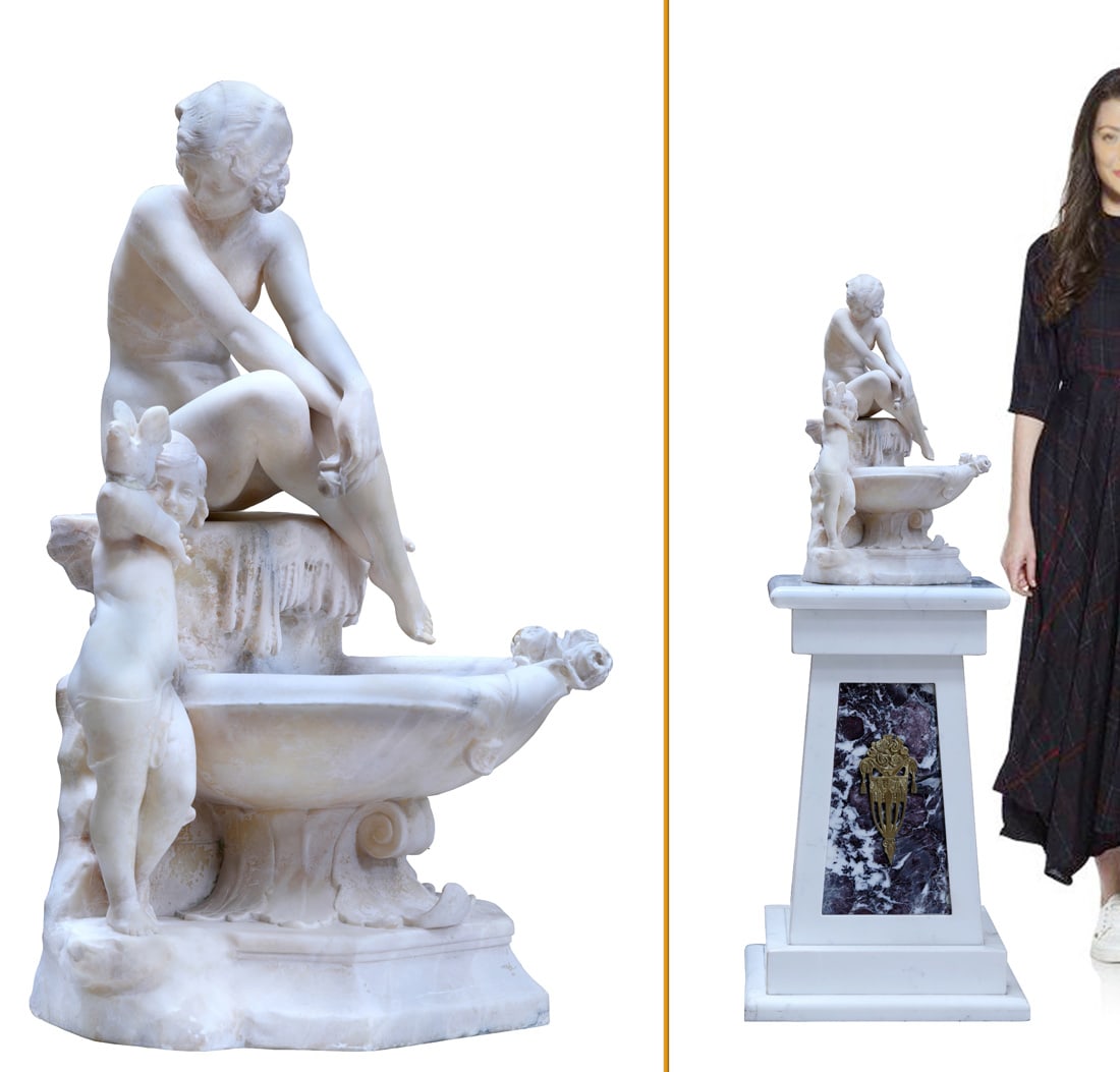 19th Century Marble Sculpture Group Lamp (1 of 1)