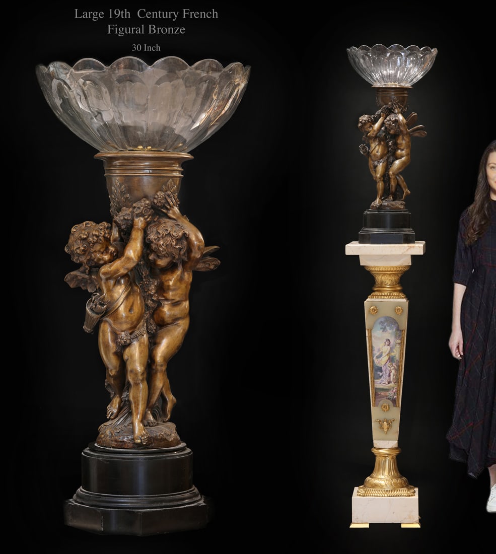 A Large 19th Century French Bronze Crystal Figural Centerpiece (1 of 1)