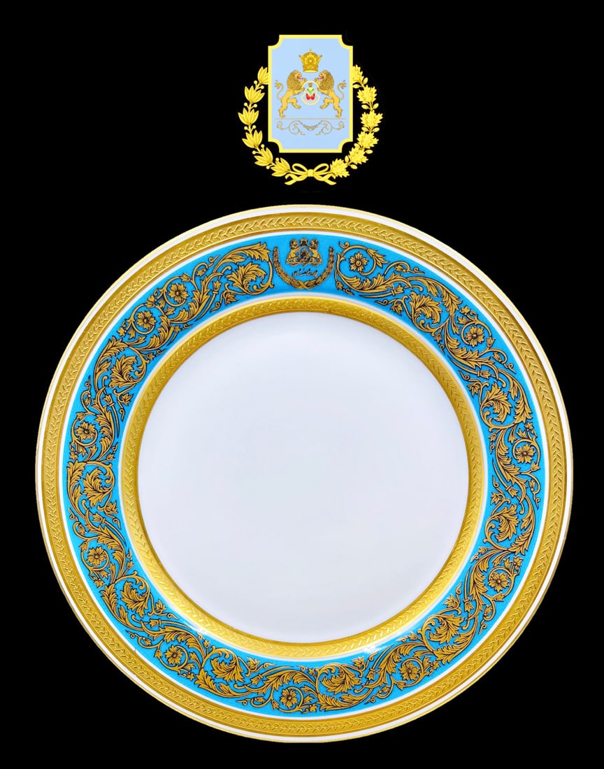 The Immortal Guard of Imperial Iran Commemorative Wall Plate, Signed: The Immortal Guard of Imperial Iran (Javidan or Shahanshahi Guard) Decorative Wall Plate. Signed & Hallmarked. Iran Persian King Mohammad Reza Shah Pahlavi Era. Made by French Bernardaud Limoges Porce