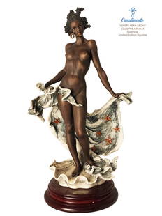 VENERE NERA EBONY, A Capodimonte Giuseppe Armani Florence Limited Edition Figurine: VENERE NERA EBONY, A Rare Italian Capodimonte Giuseppe Armani Florence Limited Edition (341/5000) Hand Painted Porcelain Figurine on wooden base. H 15.75" x 9.5" x 6"