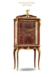 A 19th Century Francois Linke Ormolu Mounted Figural Vitrine Cabinet: A 19th Century French Francois Linke (1855â€“1946) Bronze Mounted Figural Vitrine Cabinet. 17.5" x 33" x H 78"