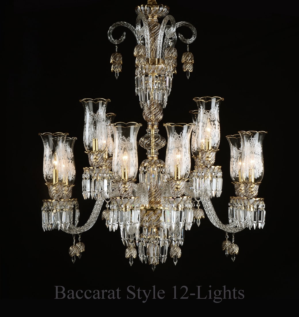 A Large Baccarat Style 12-Lights Crystal Chandelier (1 of 1)