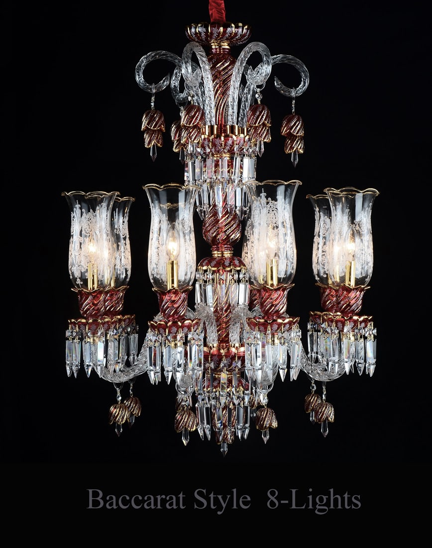 A Large Baccarat Style 8-Lights Crystal Chandelier (1 of 1)