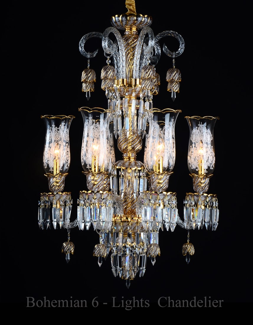 A Large Baccarat Style 6-Lights Crystal Chandelier (1 of 1)