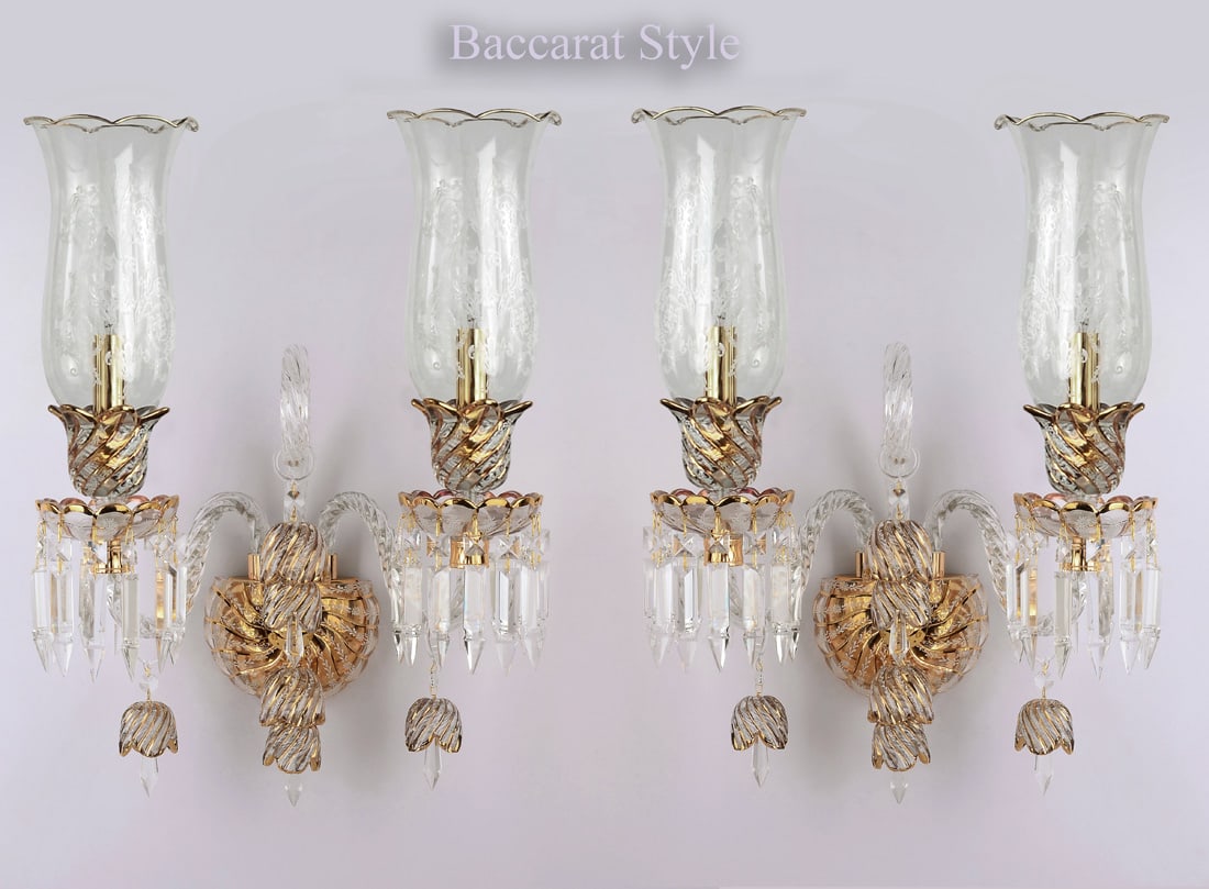 A Pair Of Baccarat style Crystal Wall Sconces (1 of 1)