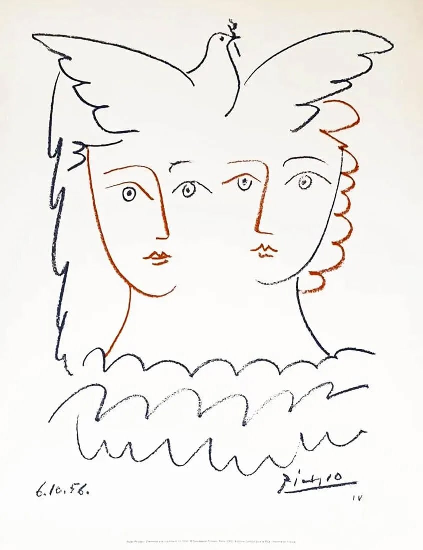 PABLO PICASSO's DEUX FEMMES ET LA COLOMBE IV, LITHOGRAPH PRINT, COA (1 of 4)