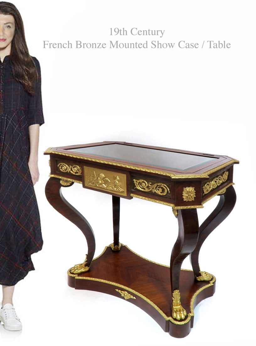 19th C. French Bronze Mounted Lidded Vitrine Showcase/Table (1 of 7)