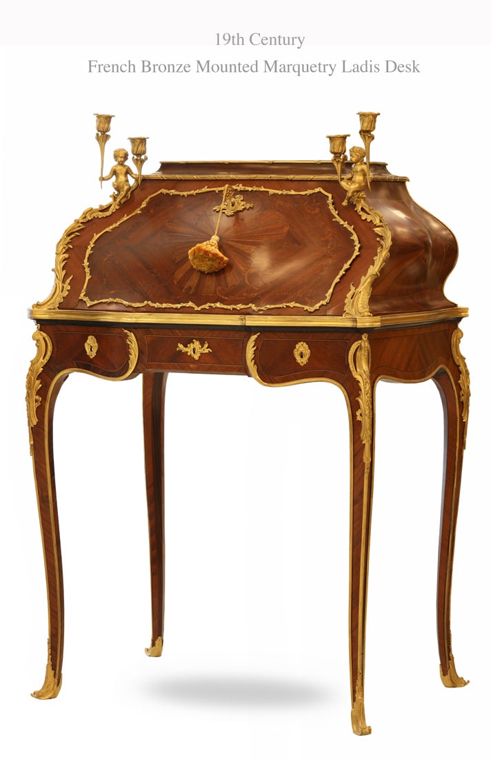 19th Century French Bronze Mounted Marquetry Ladies Desk (1 of 1)