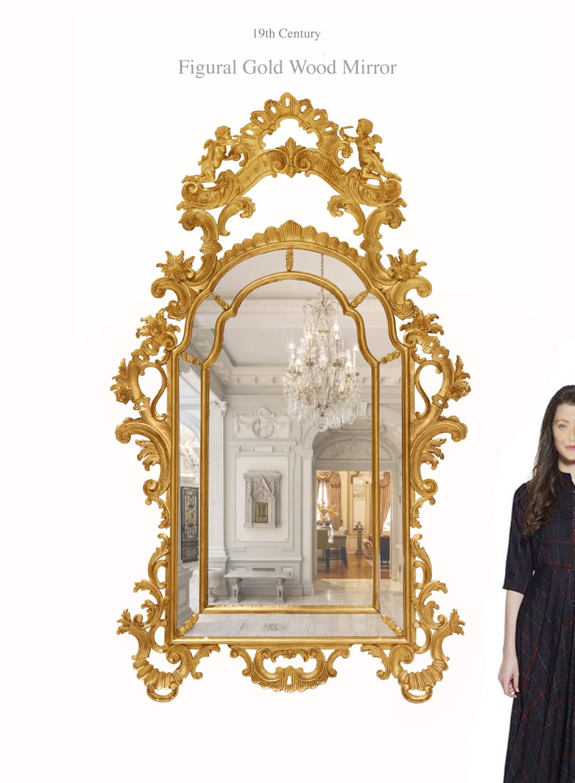 A Large 19th Century French Figural Giltwood Wall Mirror (1 of 1)