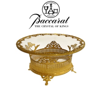 19th C. French Baccarat Crystal & Figural Ormolu Bronze Centerpiece