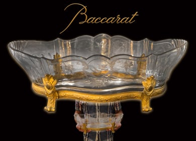19th C. French Baccarat Crystal & Ormolu Bronze Centerpiece