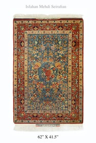 An Exquisite Iran Persian Isfahan Authentic Signed Mehdi Seirafian Rug