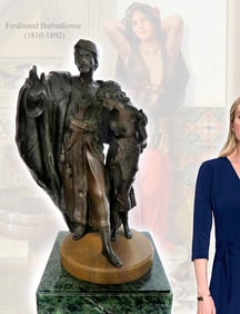 The Slave Trader, A Large 19th C. Ferdinand Barbedienne Signed Orientalist  Bronze Sculpture