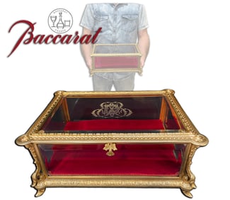19th C. French Baccarat Crystal & Bronze Mounted Jewelry Box