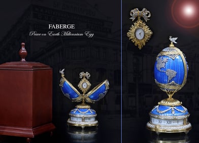 A Franklin Mint House of Faberge PEACE ON EARTH MILLENNIUM Egg, Boxed