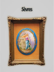 19th C. Sevres Hand Painted Framed Plaque. Rills Signed