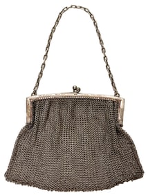 A Hand Made Sterling Silver Mesh Evening Bag Purse