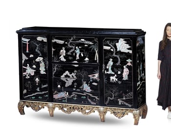 A Fine Large Chinese Chinoiserie Lacquer Cabinet