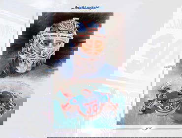 New York Rangers Henrik Lundqvist On Canvas Signed By Shane Stover